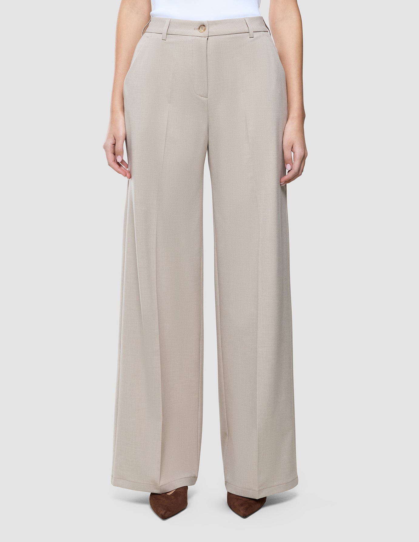 Women Ease Pants Wide Vanilla Melange