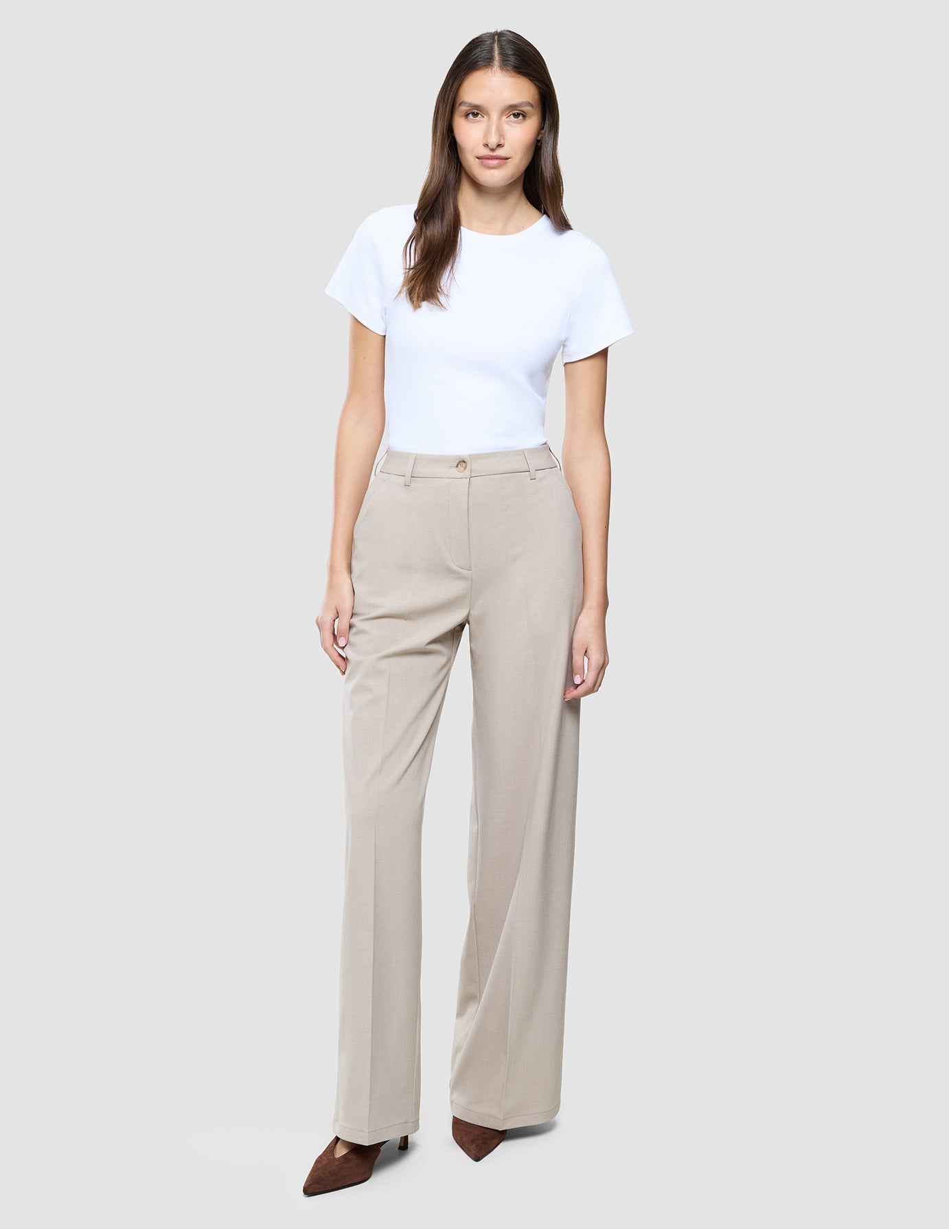 Women Ease Pants Wide Vanilla Melange
