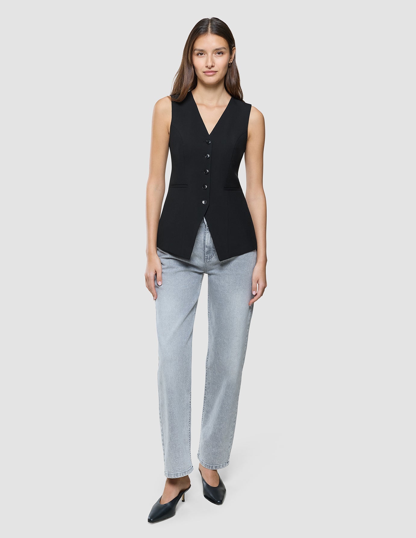 Women Ease Long Vest Black