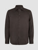 Elevated Shirt Regular Dark Brown, a long-sleeved dark brown button-down shirt with a standard collar, crafted in an elevated Scandinavian design.
