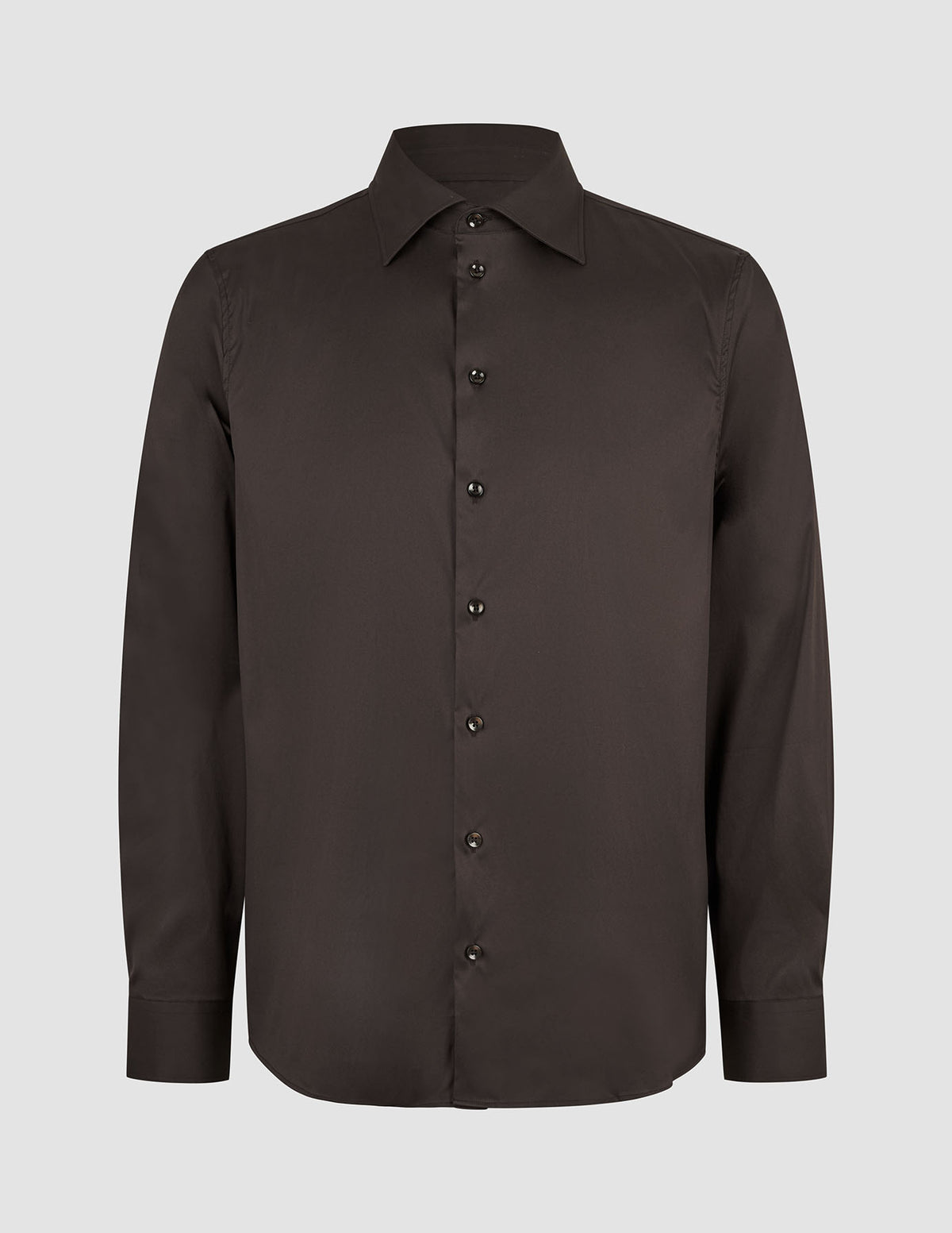 Elevated Shirt Regular Dark Brown, a long-sleeved dark brown button-down shirt with a standard collar, crafted in an elevated Scandinavian design.