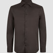 Elevated Shirt Slim Dark Brown in a slim-fit, dark brown, long-sleeved button-up design with a classic collar in Scandinavian style.