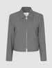 Essential Short Zip Jacket Dark Grey Melange: a cropped zip-up jacket in a minimalist blazer style with a collared neckline.