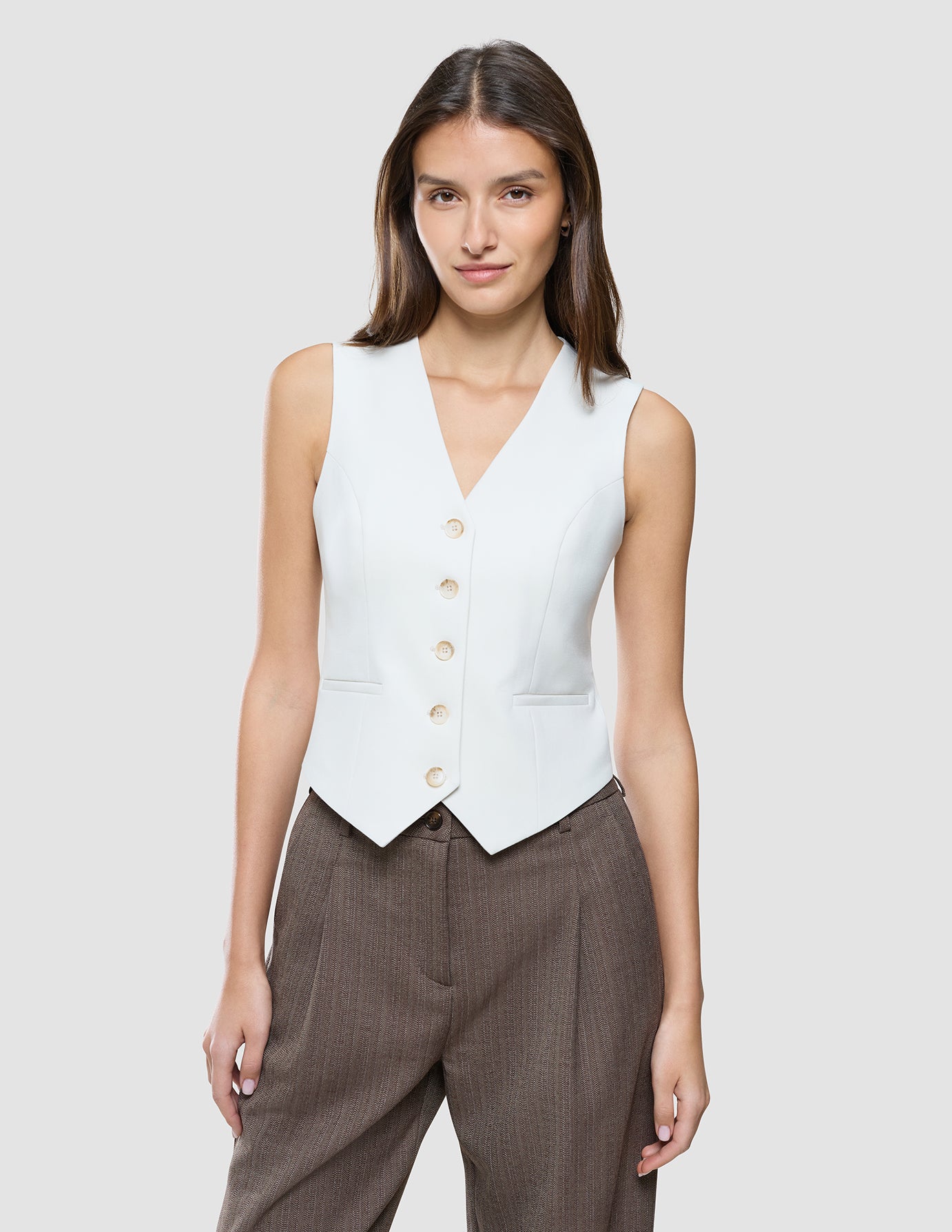 Women Essential Short Vest Off White