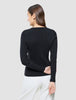 Women Fine Knit Rib Long Sleeve Black