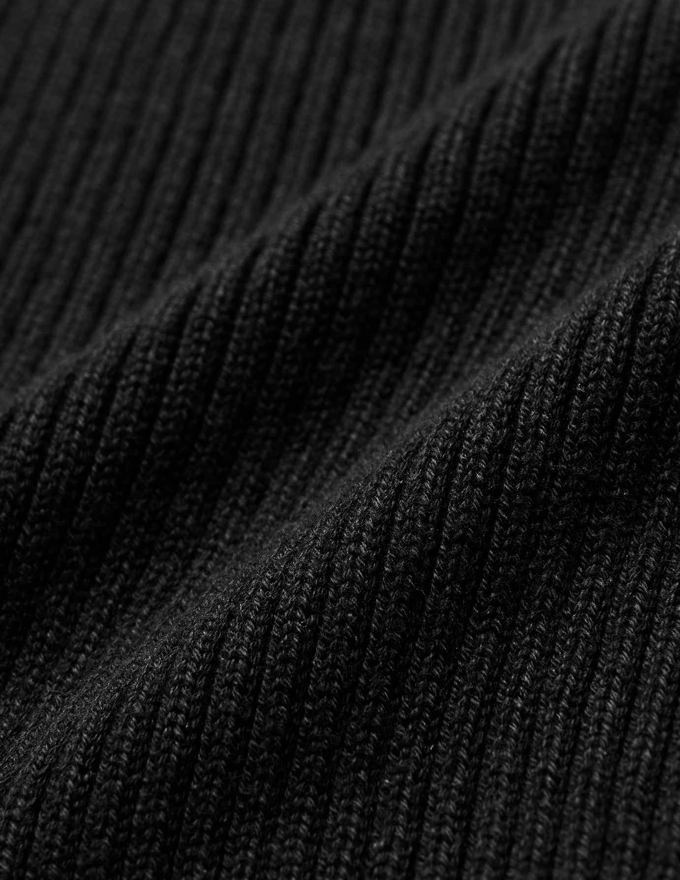 Women Fine Knit Rib Long Sleeve Black