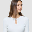 Women Fine Knit Rib Long Sleeve Off White