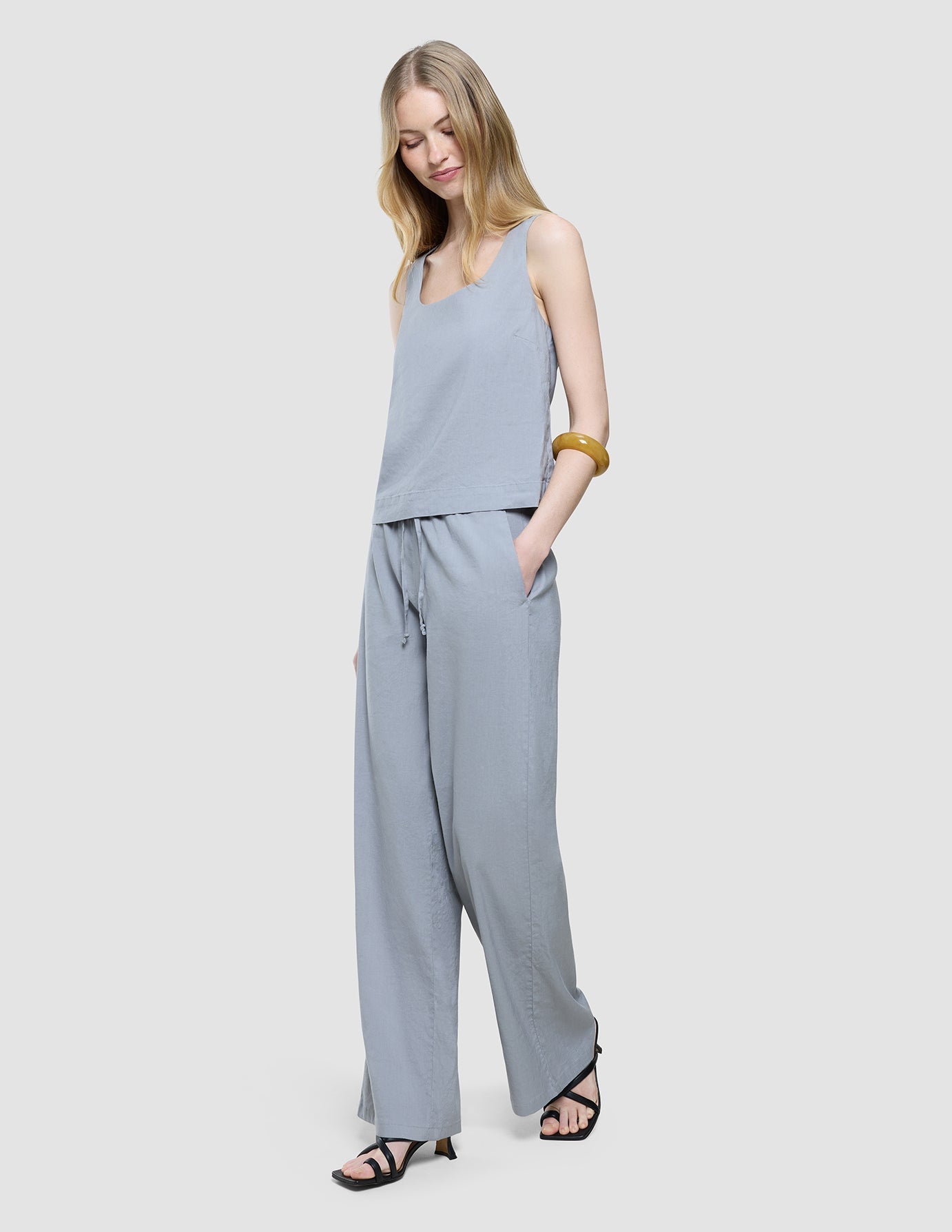 linen set stone grey top relaxed pants