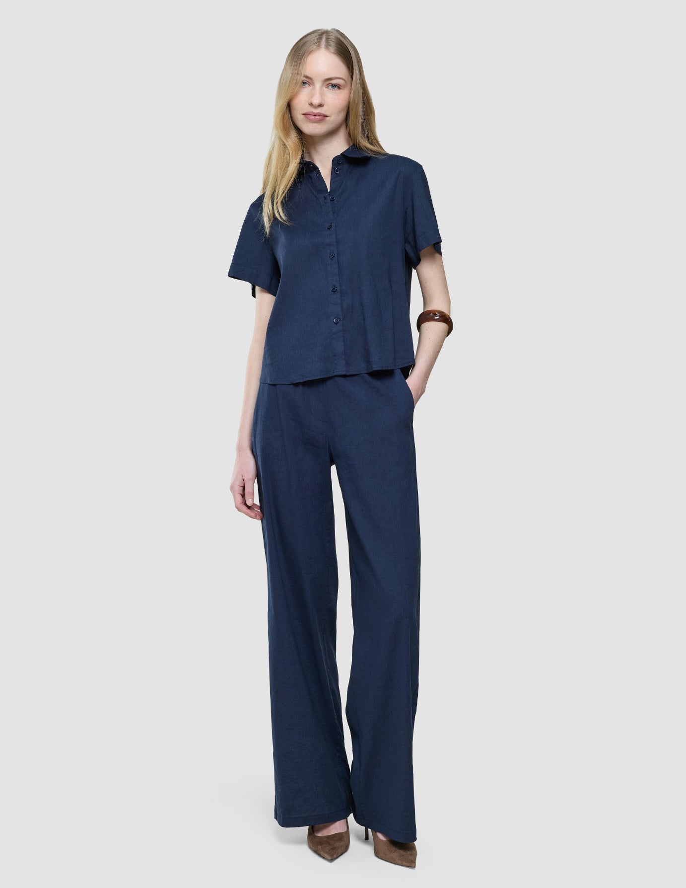 linen set night sky short sleeved shirt relaxed pants