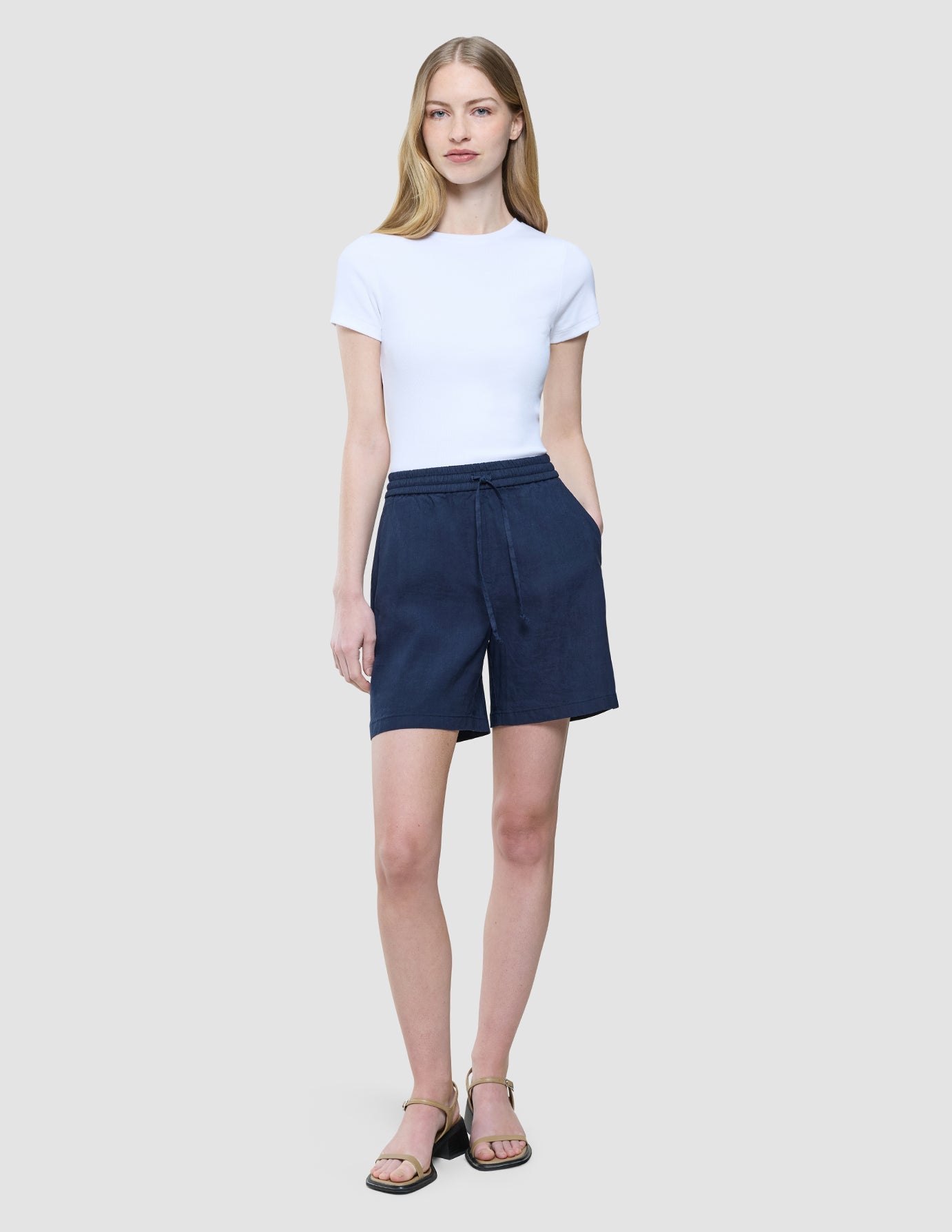 Women Linen Shorts Relaxed Night Sky
