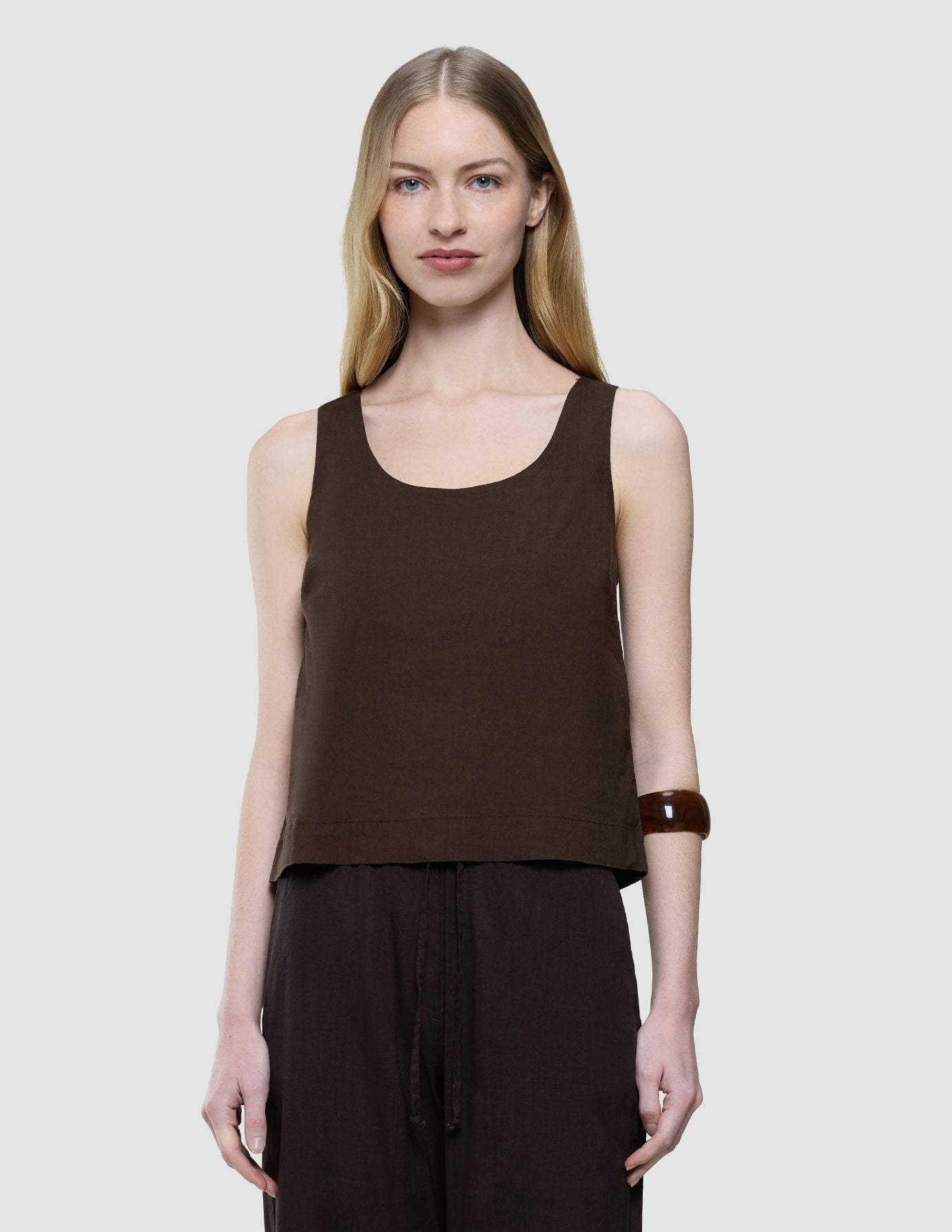 Women Linen Top Espresso