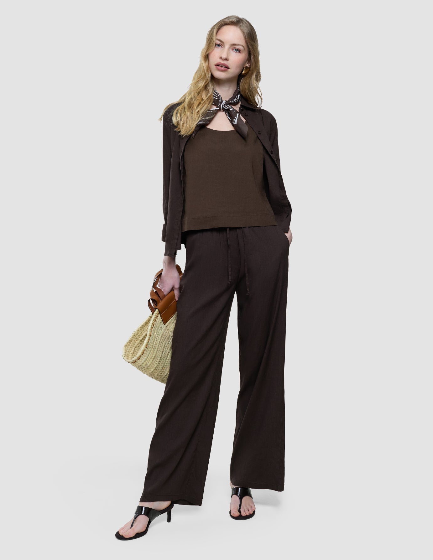 Women Linen Top Espresso