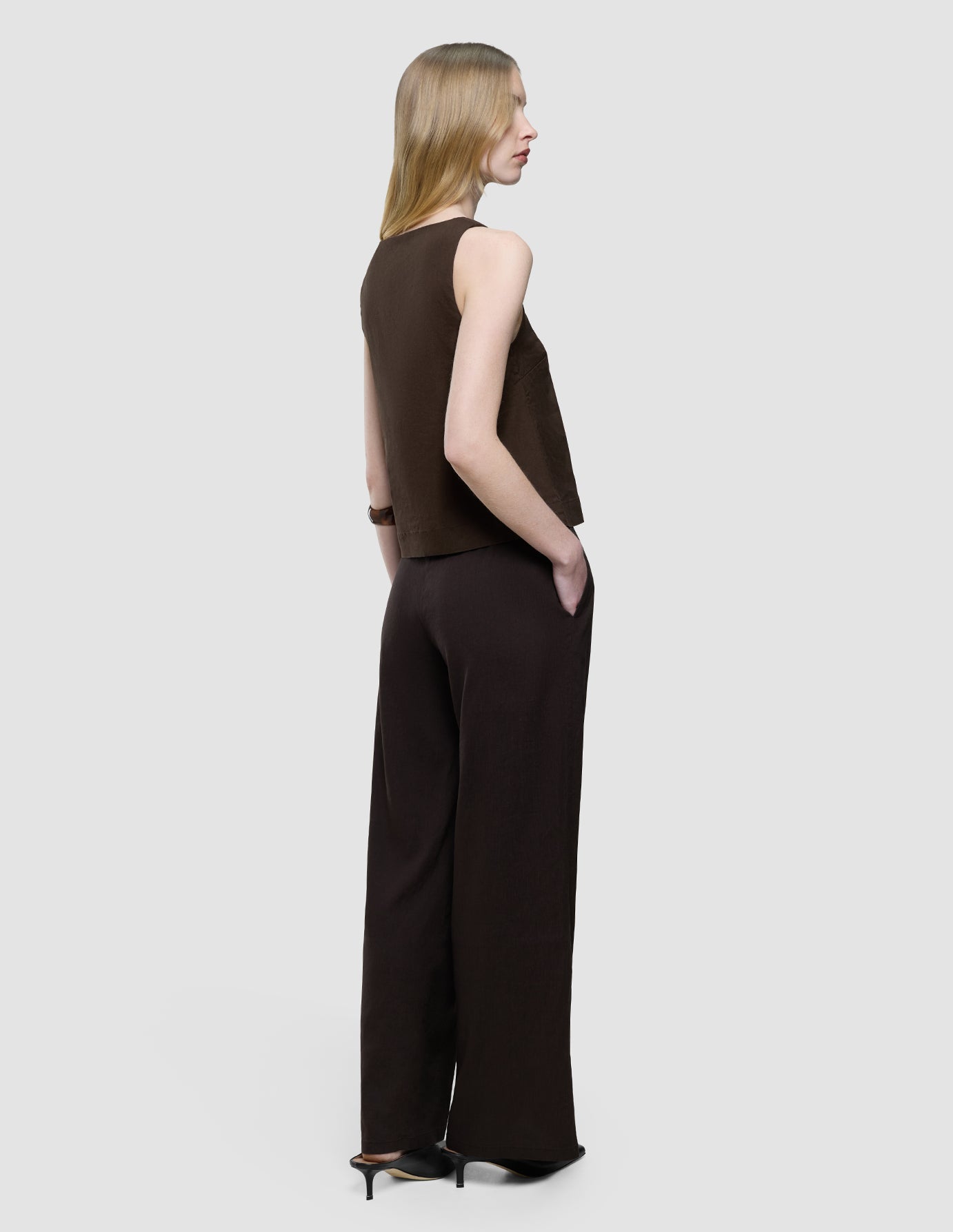 Women Linen Top Espresso