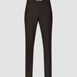 Motion Suit Pants Regular Cognac in dark brown, featuring a lightweight, breathable fabric, front creases, and a button closure.