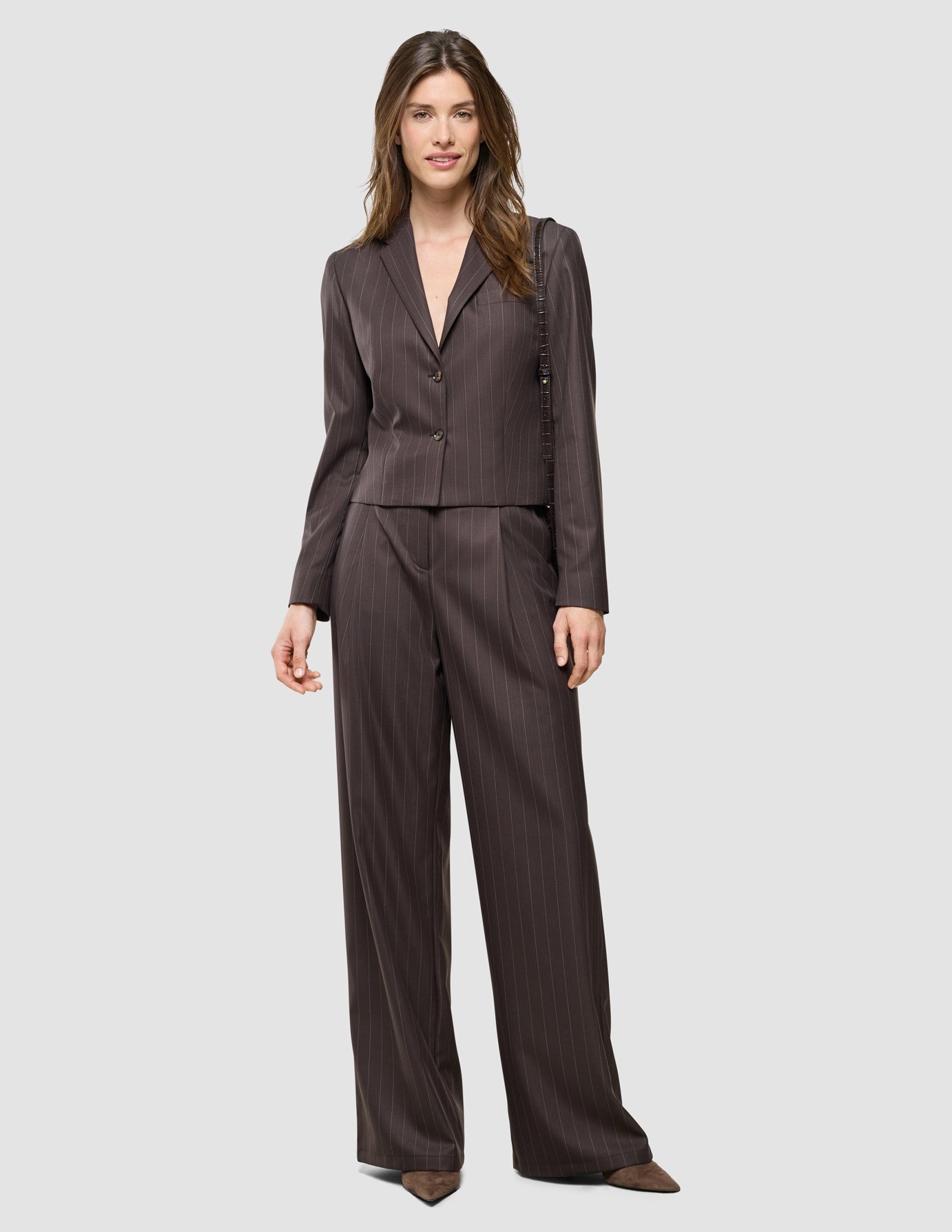 Raina Suit Wide Chestnut Pinstripe
