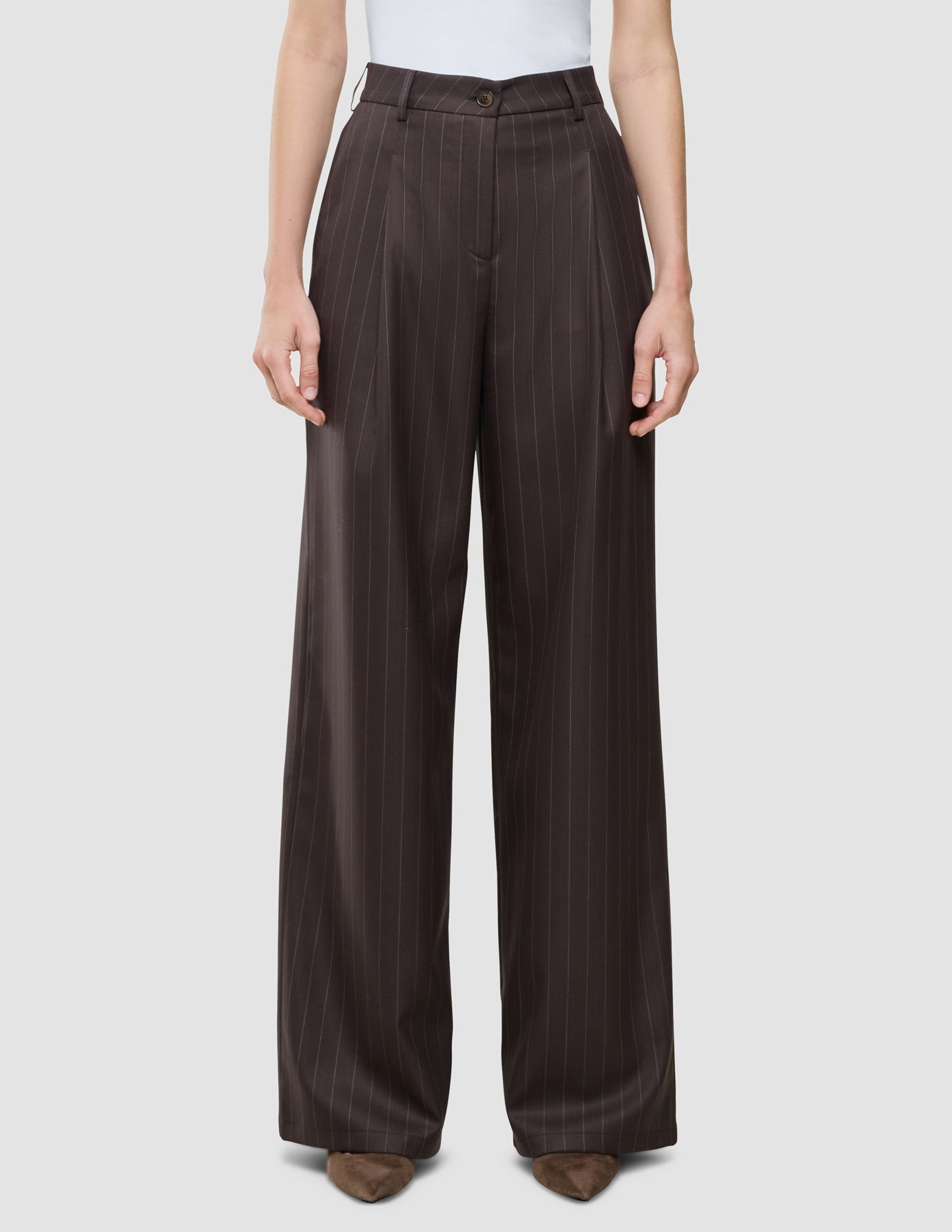 Women Raina Pants Wide Chestnut Pinstripe