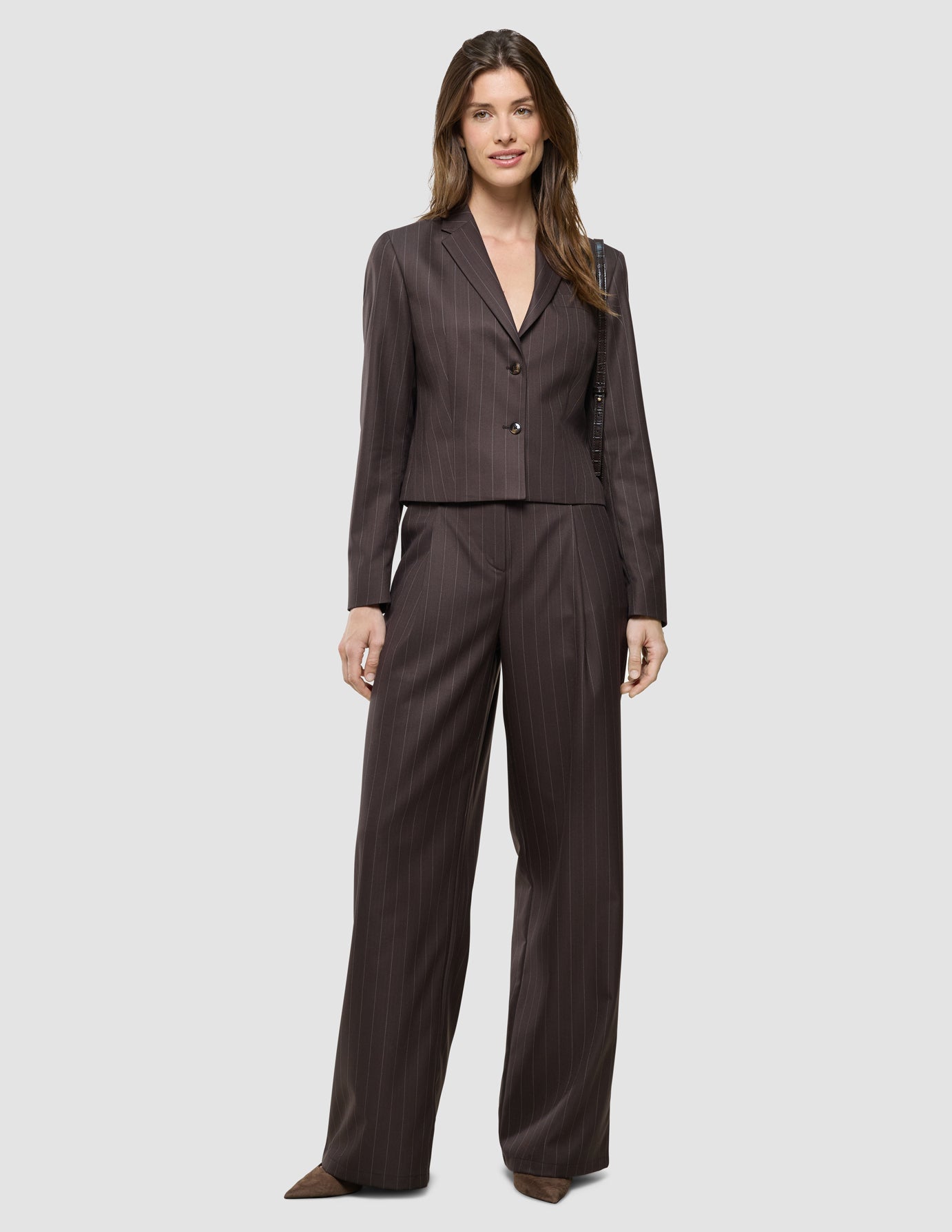 Women Raina Pants Wide Chestnut Pinstripe