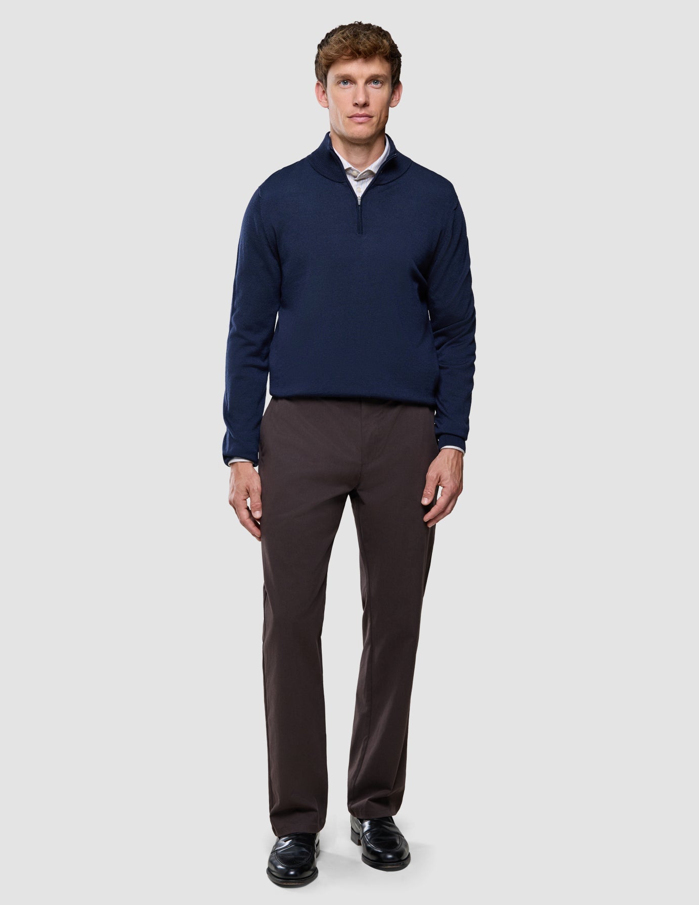Refine Cotton Pants Relaxed Fit Dark Brown