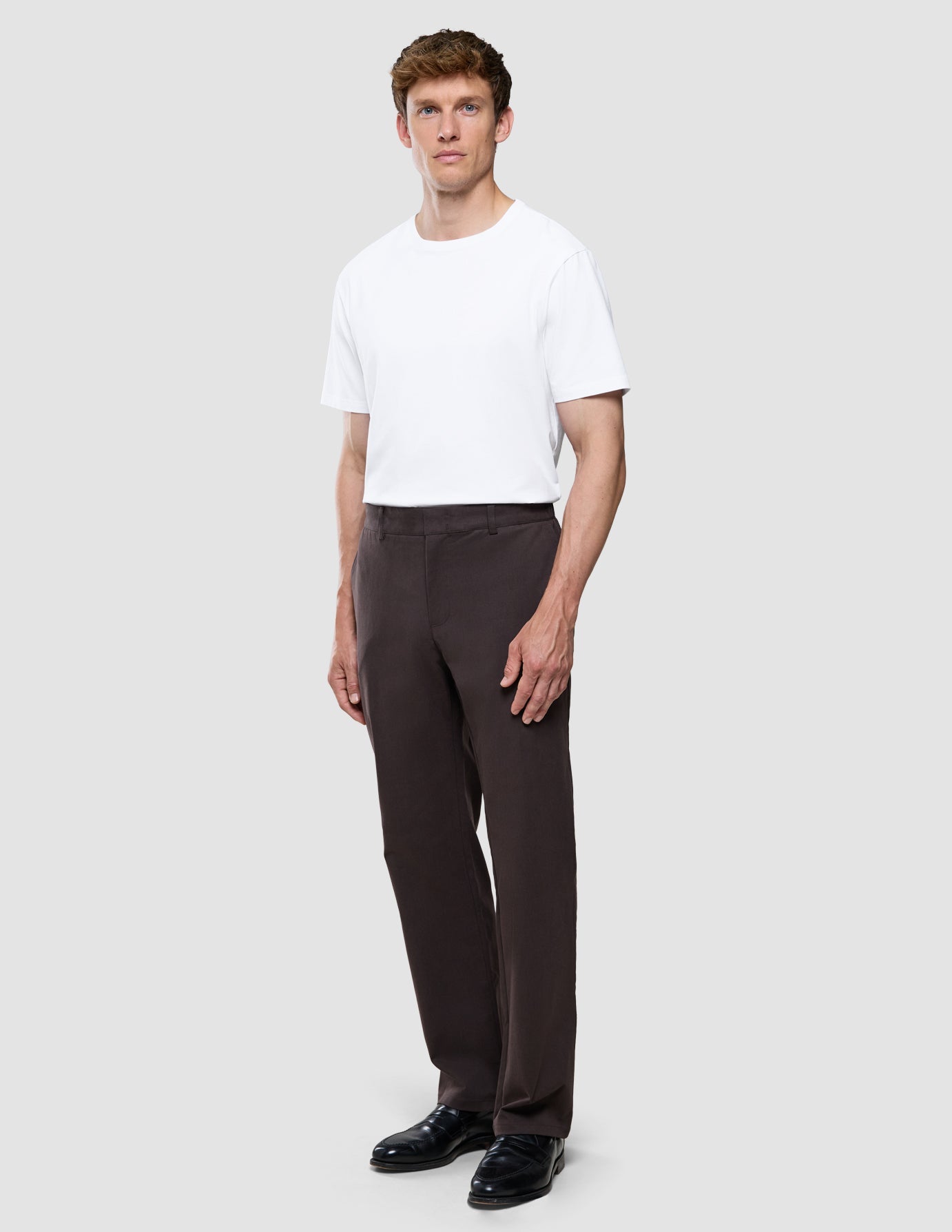 Refine Cotton Pants Relaxed Fit Dark Brown