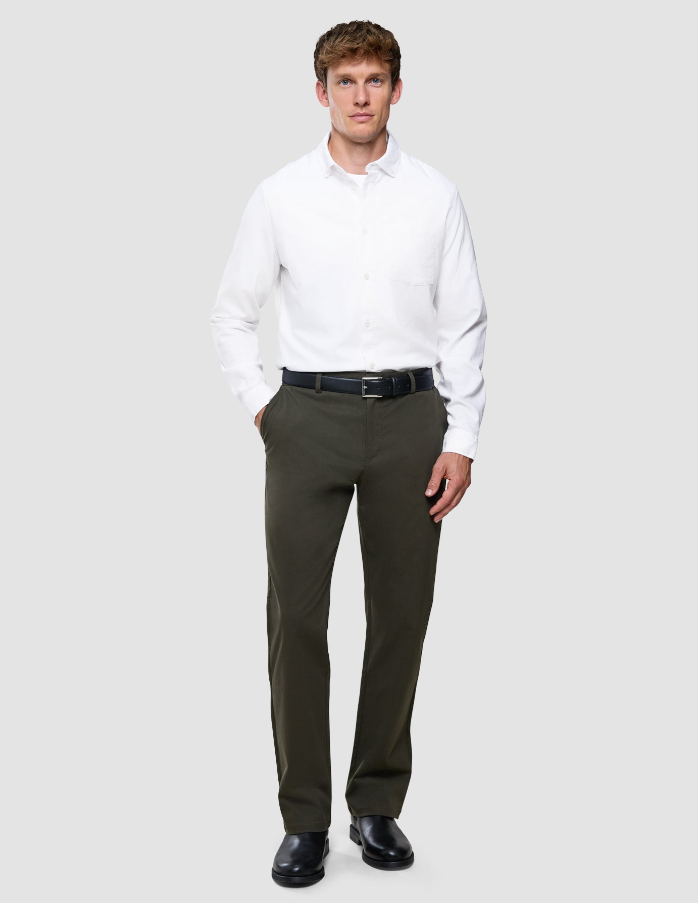 Refine Cotton Pants Relaxed Fit Dark Olive