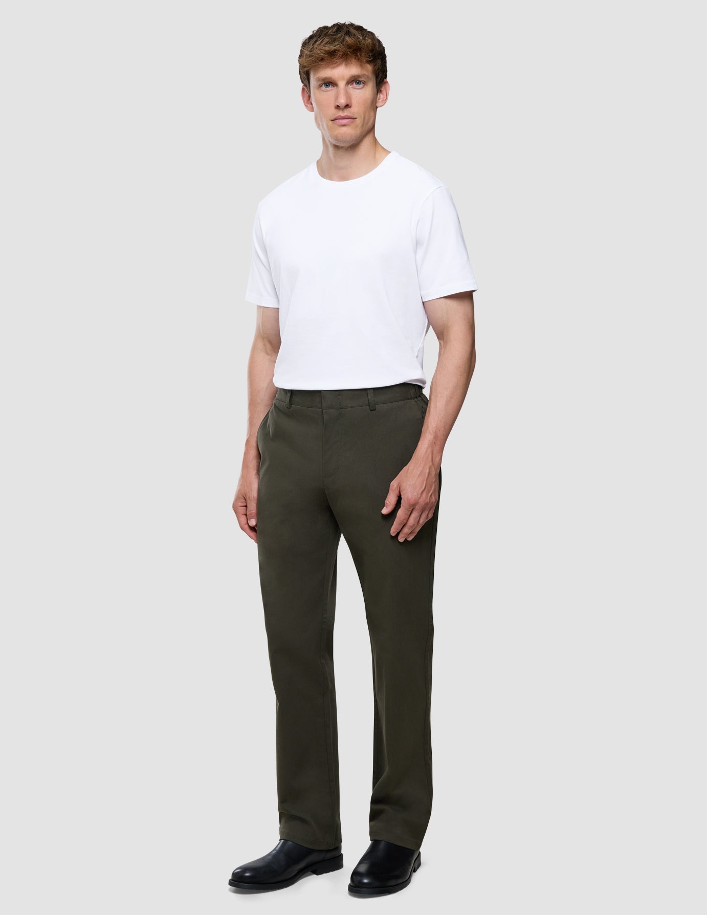 Refine Cotton Pants Relaxed Fit Dark Olive