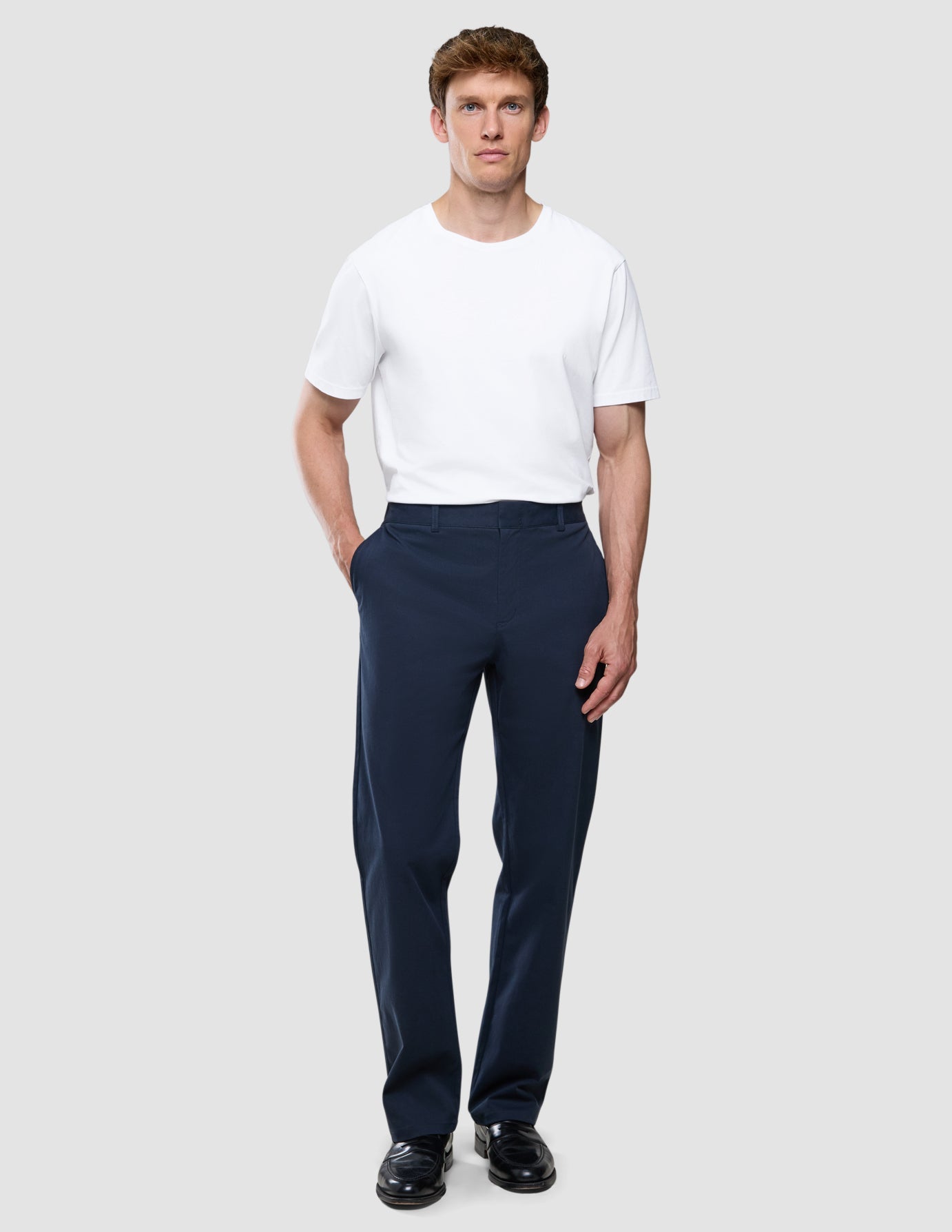 Refine Cotton Pants Relaxed Fit Navy