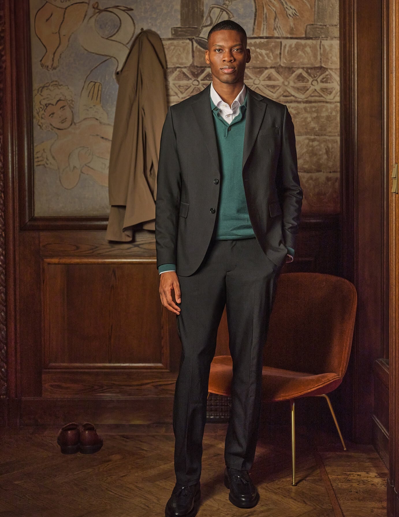 Tech Wool Suit Pants Slim Black