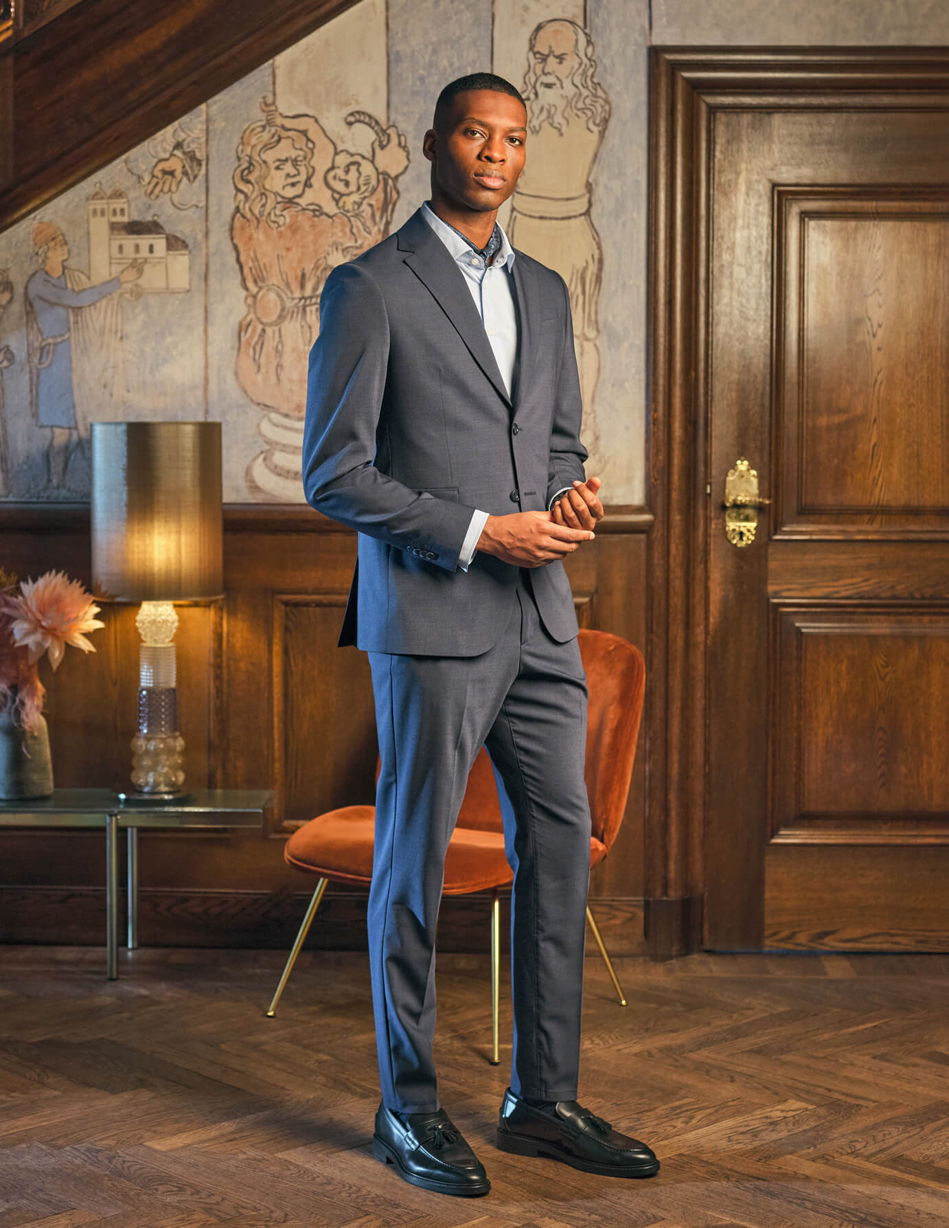 Tech Wool Suit Pants Slim Navy