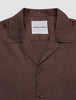 Refined Linen Bowling Short Sleeve Shirt Dark Brown