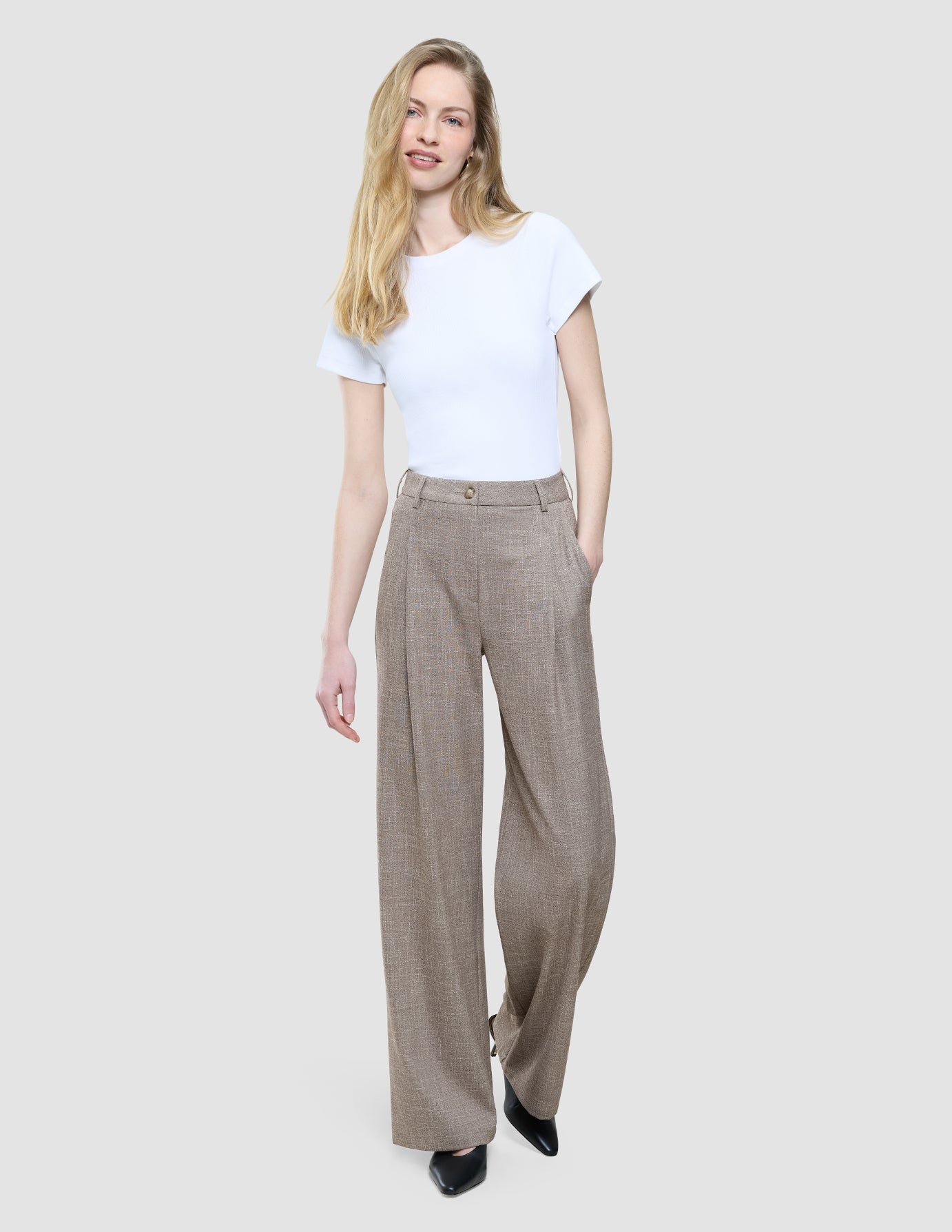 Women Rhea Pants Golden Beige Melange