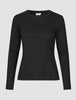 Women's Rib T-Shirt Long Sleeve Black