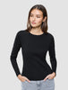Women's Rib T-Shirt Long Sleeve Black