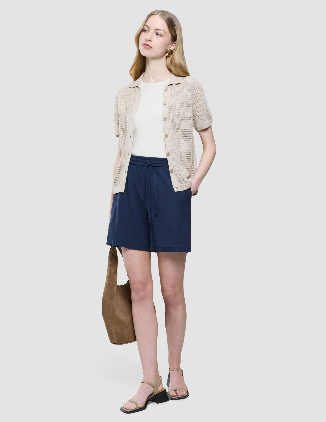 Women Rib T-Shirt Sandy Beige