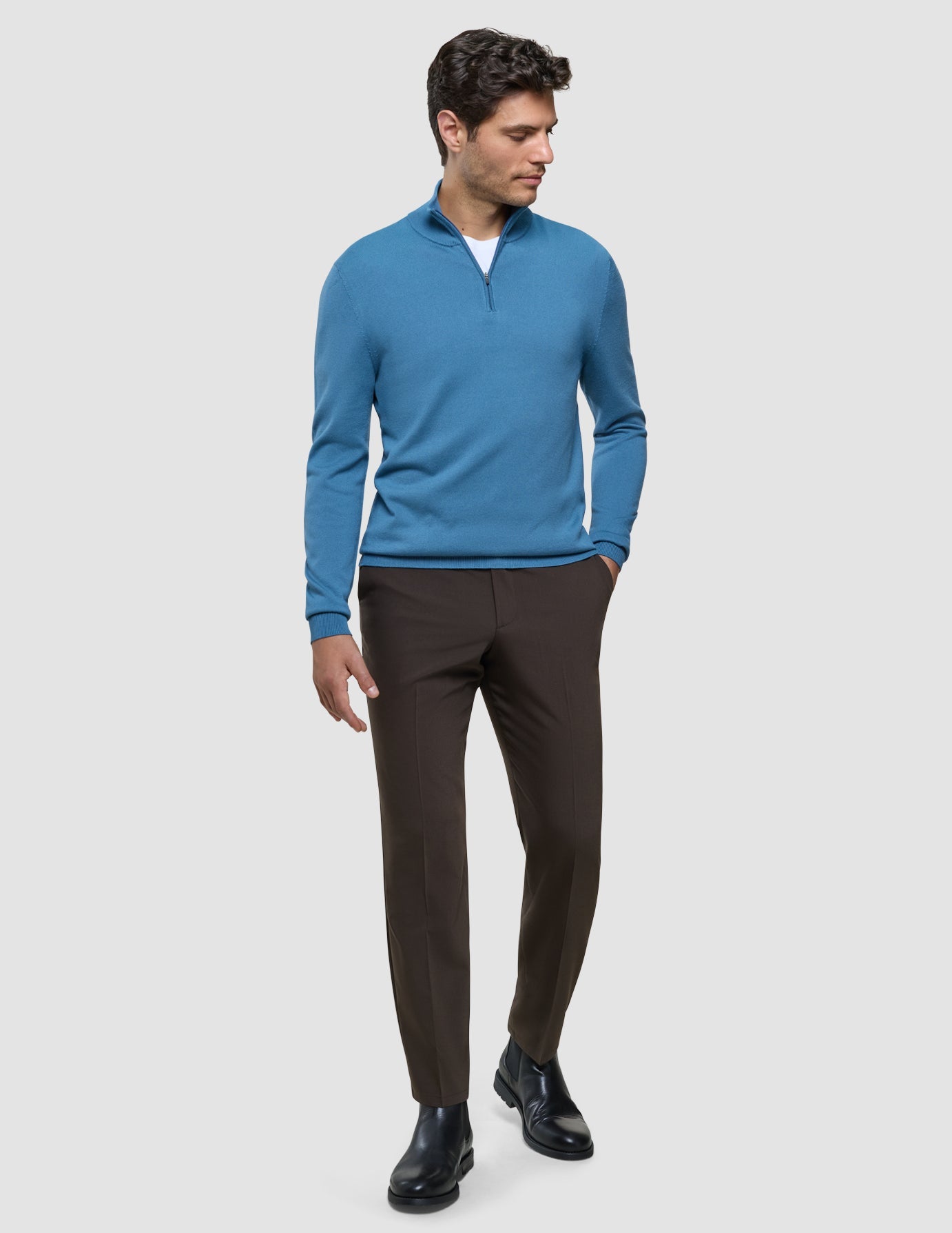Seamless Core Knit Half Zip Blue Tide