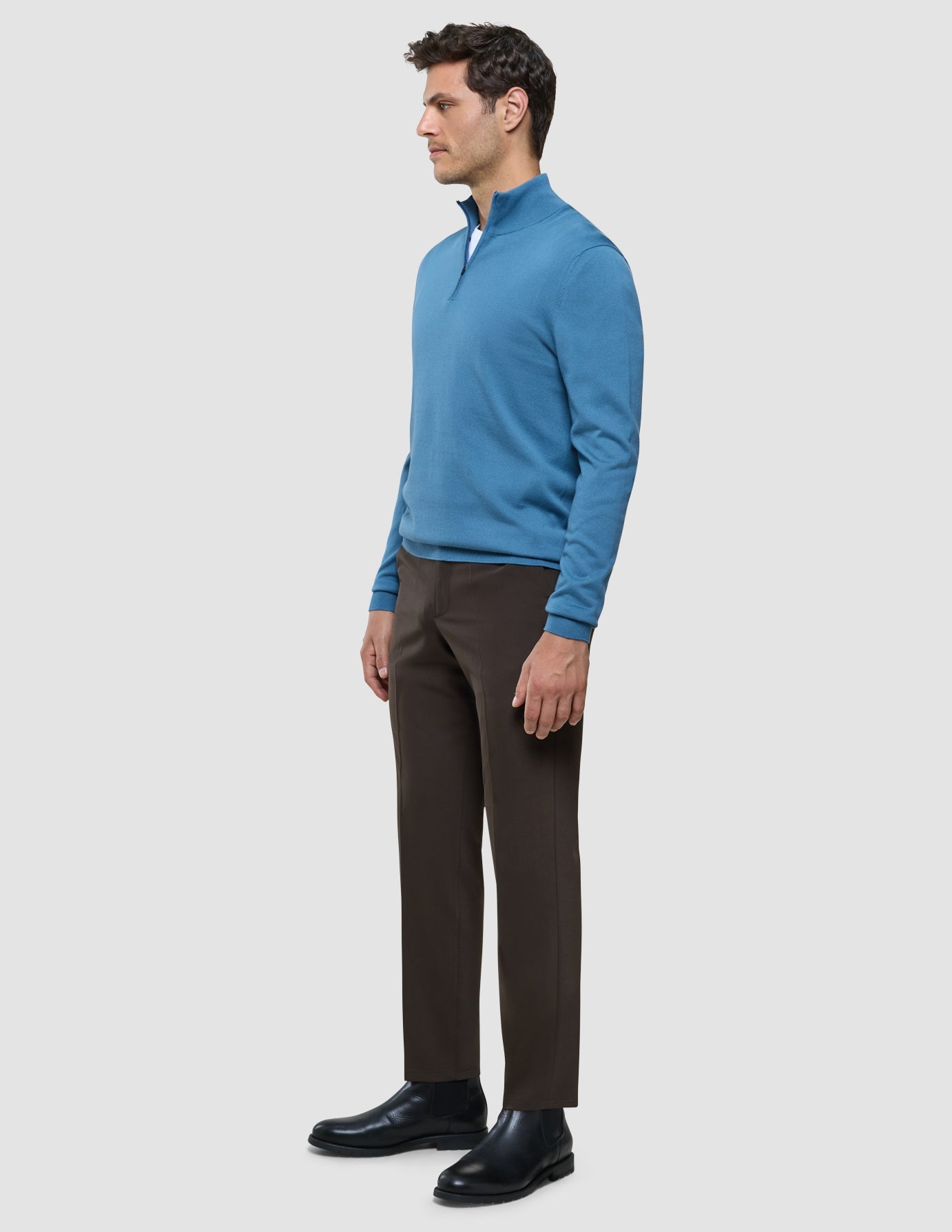 Seamless Core Knit Half Zip Blue Tide