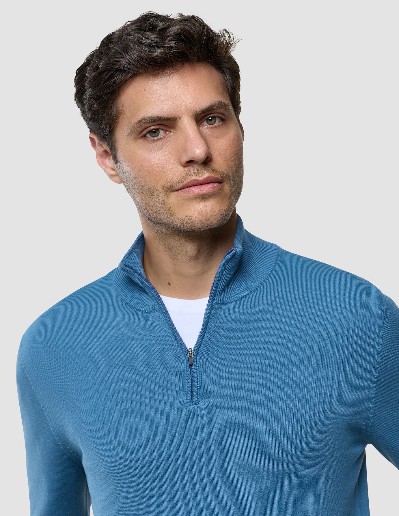 Seamless Core Knit Half Zip Blue Tide