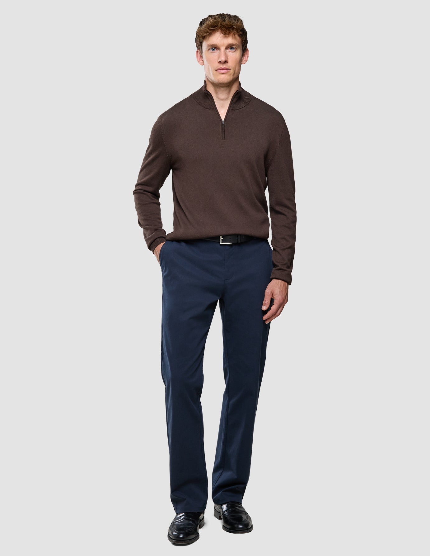 Seamless Core Knit Half Zip Dark Brown