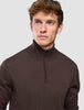 Seamless Core Knit Half Zip Dark Brown