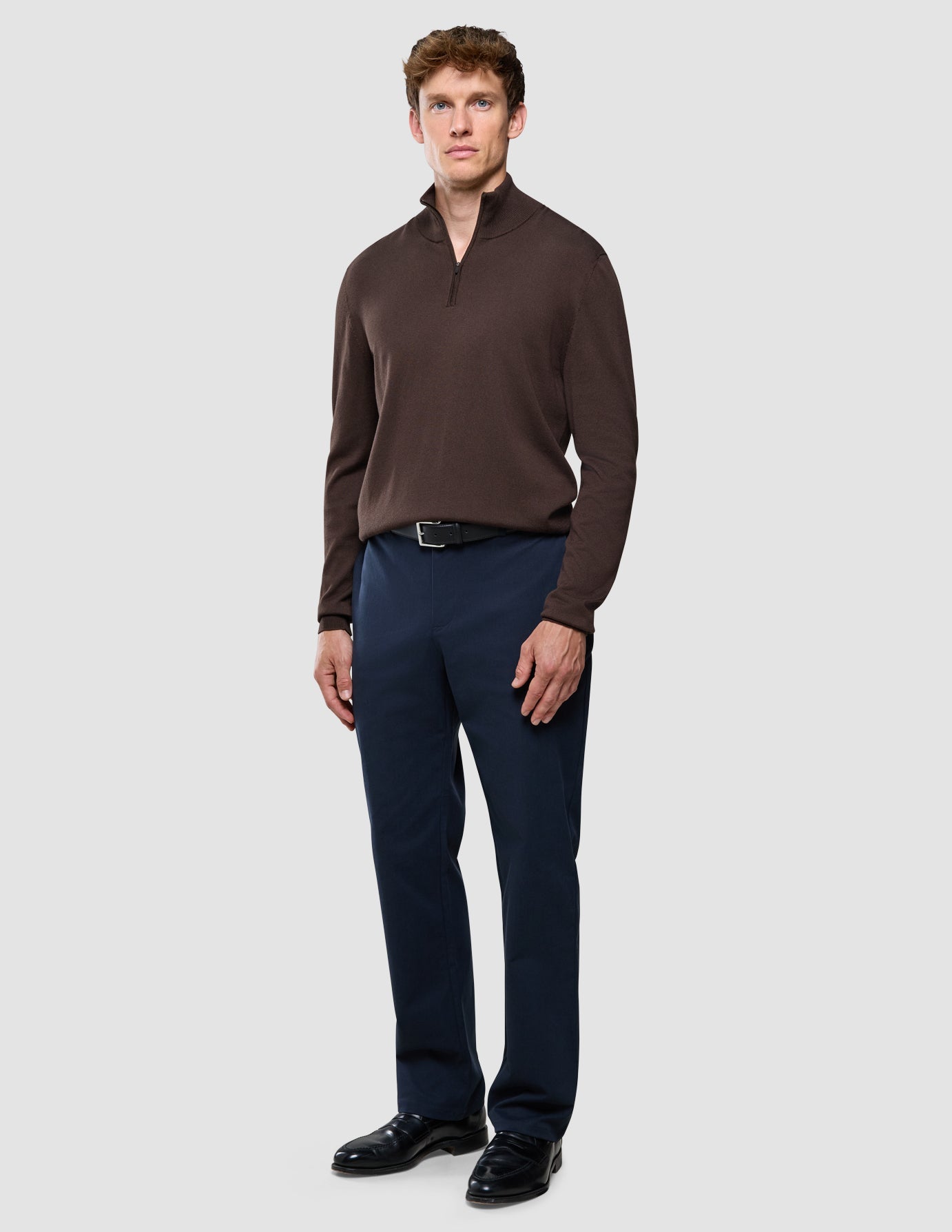 Seamless Core Knit Half Zip Dark Brown