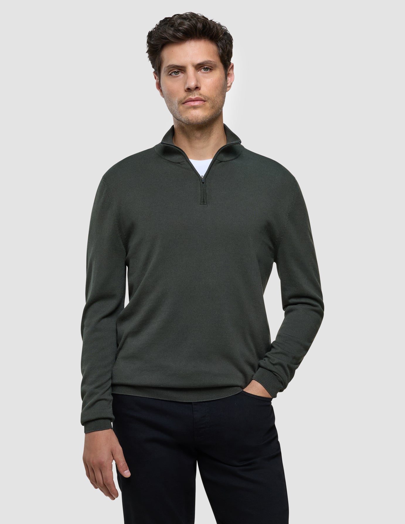 Seamless Core Knit Half Zip Green Night