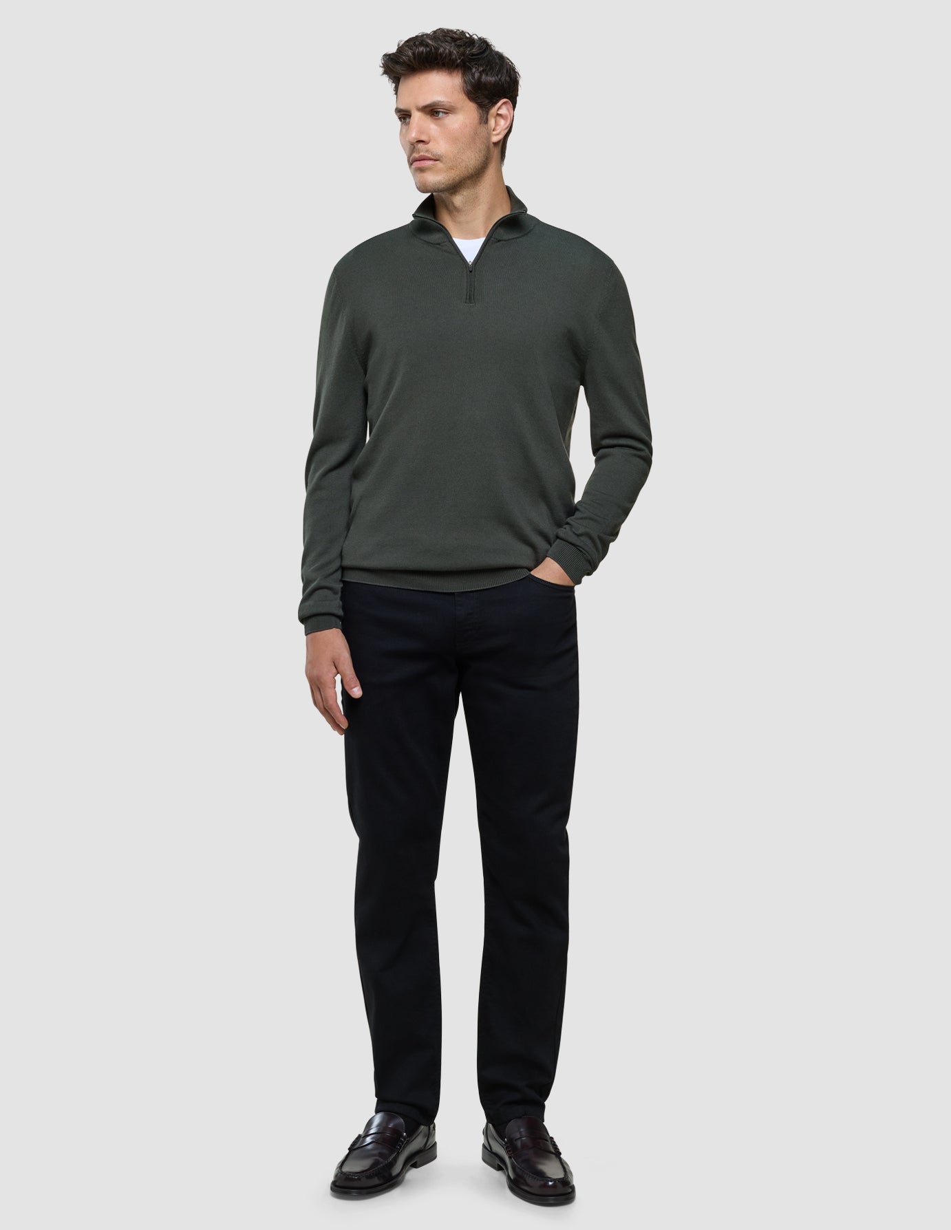 Seamless Core Knit Half Zip Green Night