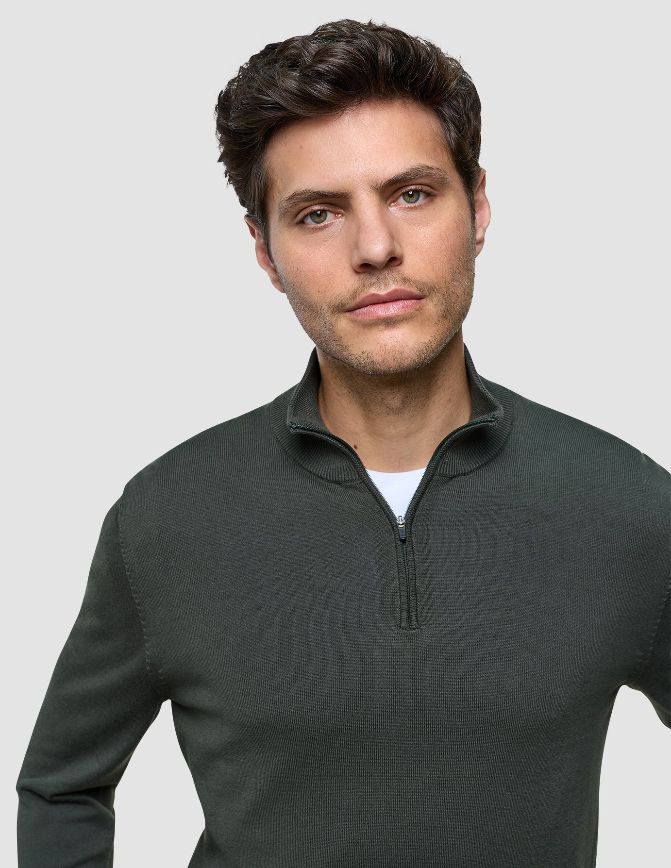 Seamless Core Knit Half Zip Green Night