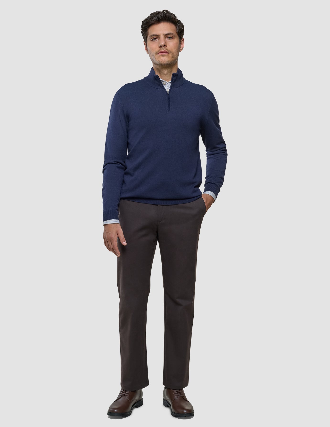 Seamless Core Knit Half Zip Dark Navy