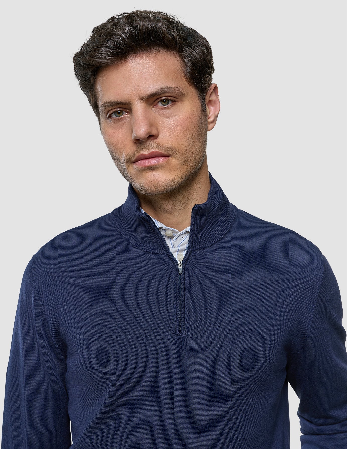 Seamless Core Knit Half Zip Dark Navy