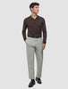Seamless Core Knit Long Sleeve Polo Dark Brown