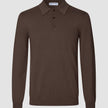 Seamless Core Knit Long Sleeve Polo Dark Brown