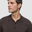 Seamless Core Knit Long Sleeve Polo Dark Brown