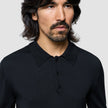 Seamless Core Knit Long Sleeve Polo Black