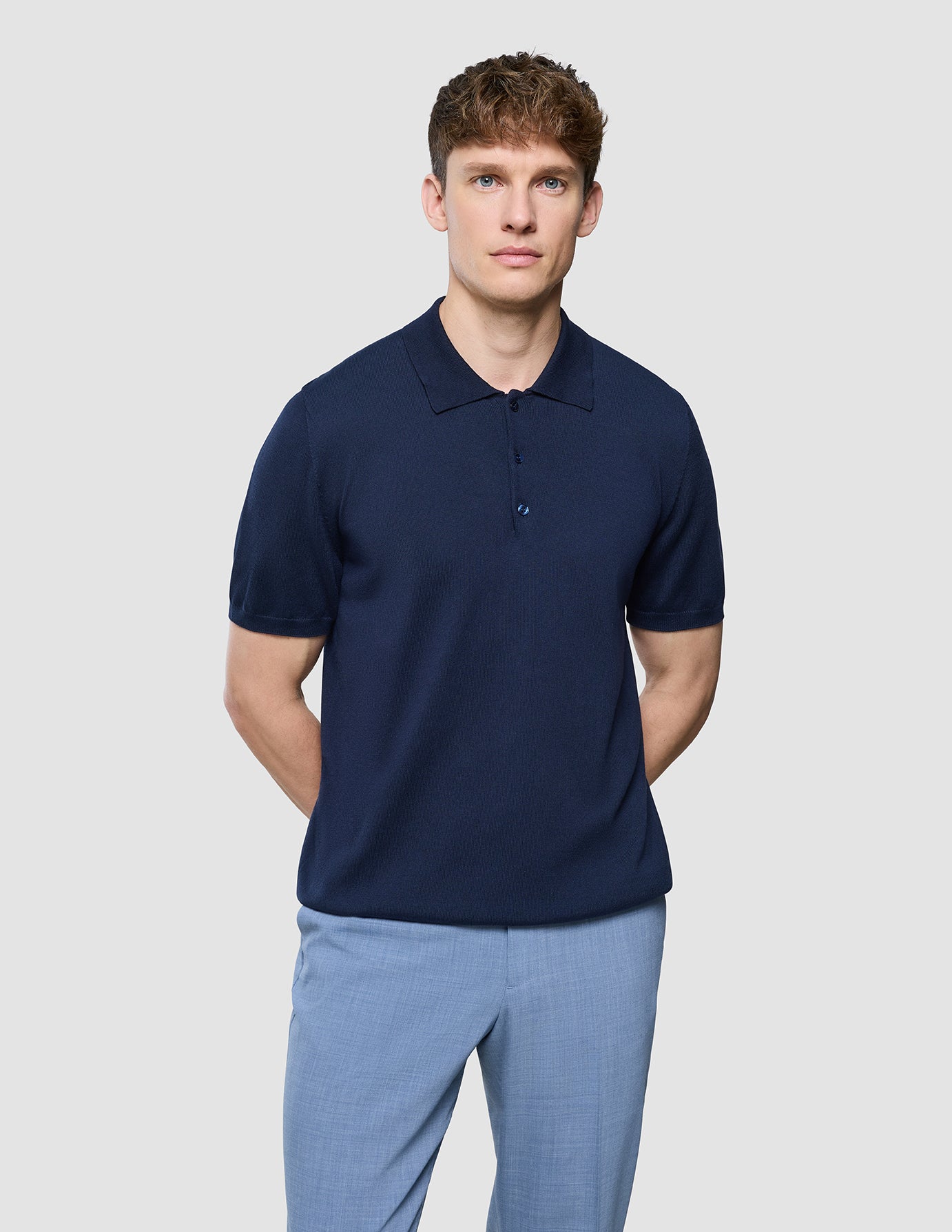 Seamless Core Knit Short Sleeve Polo Dark Navy