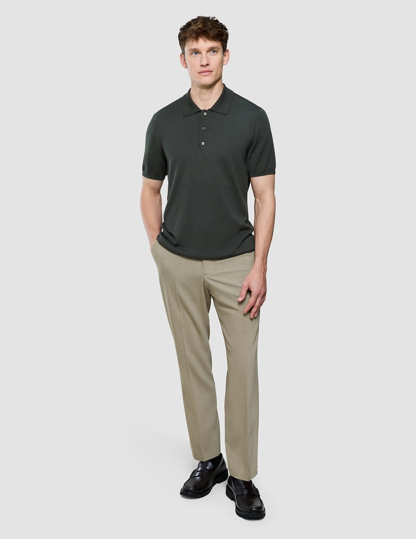 Seamless Core Knit Short Sleeve Polo Green Night
